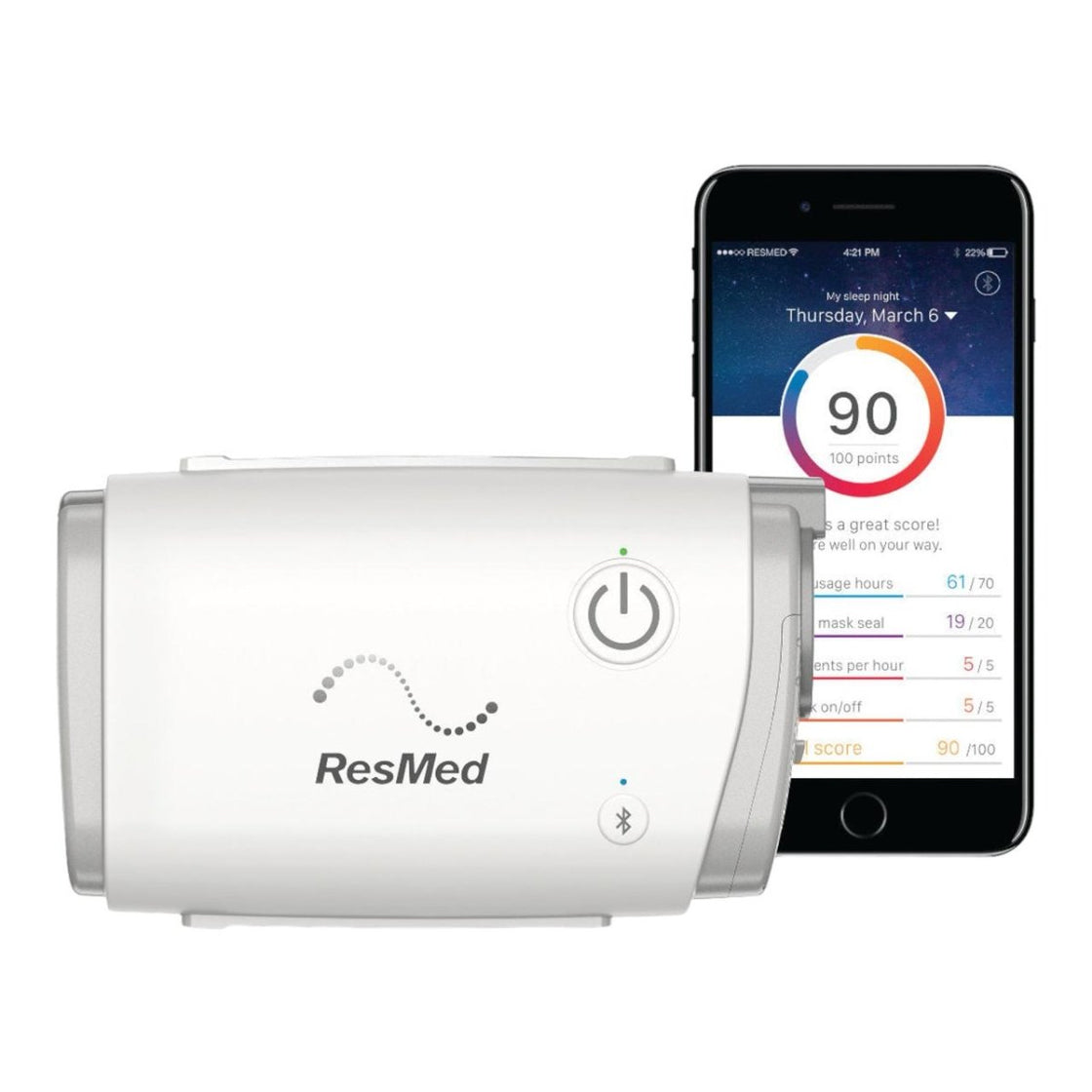 CPAP Portátil ResMed AirMini AutoSet con Mascarilla Yuwell